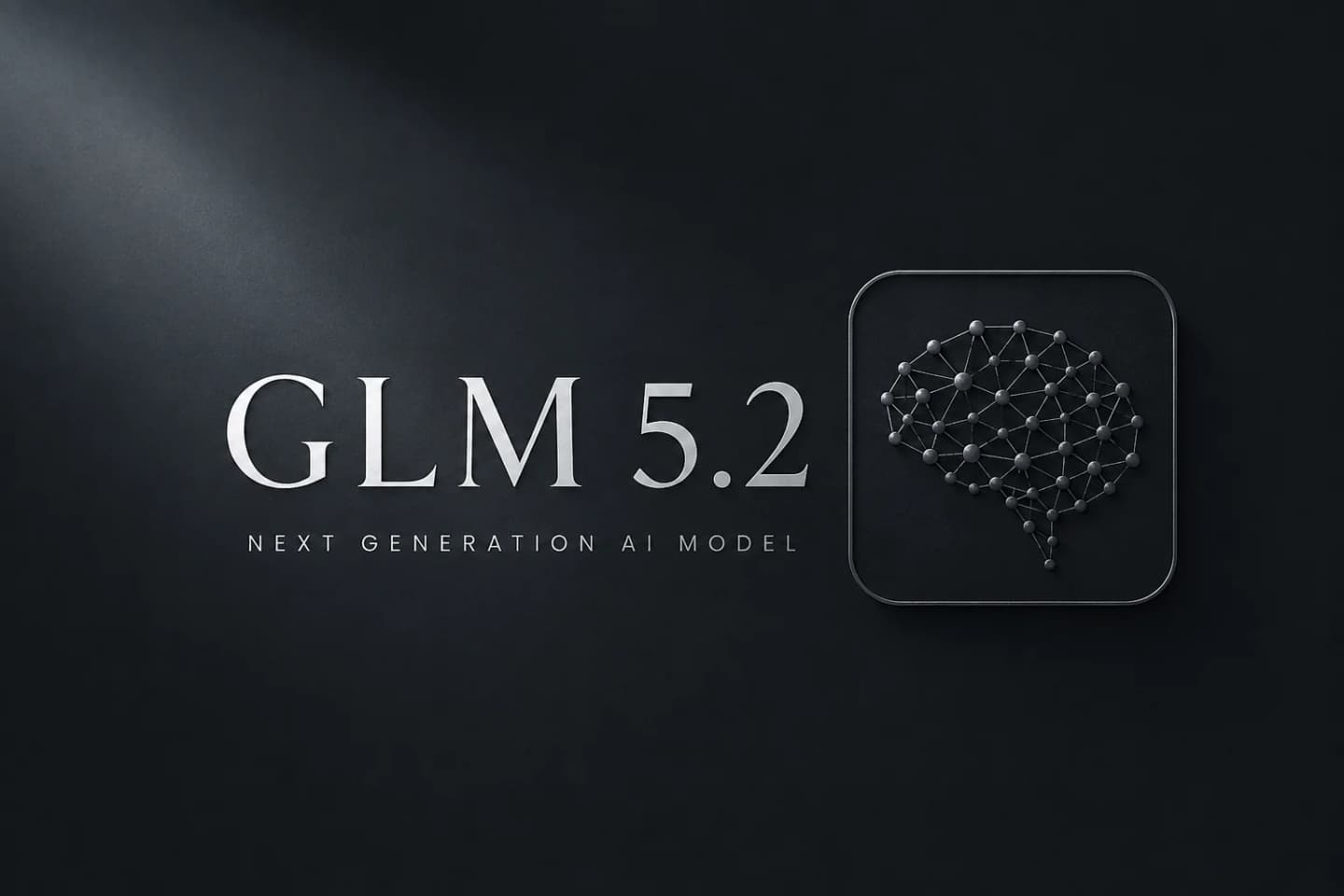 Grafika z napisem GLM 5.2 i symbolem sieci neuronowej na ciemnym tle